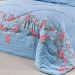 Cobre Leito King Floral Estampado Azul Claro Percal 200 Fios + Jogo de Cama 100% Algodão - 7 Peças