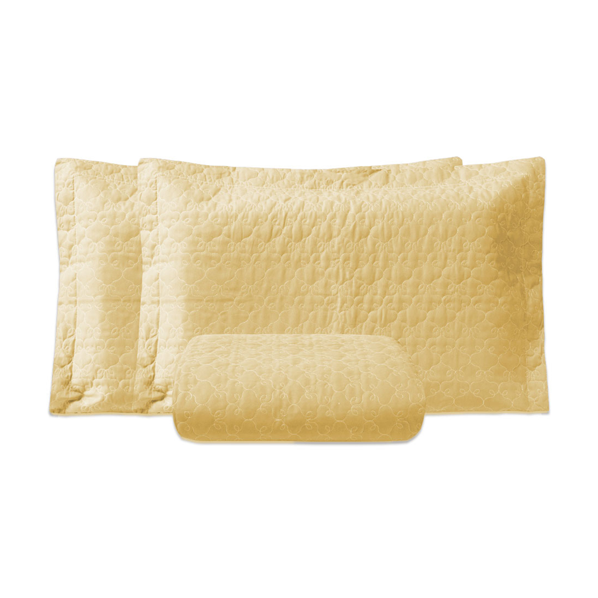 Cobre Leito King Size Amarelo 100% Algodão + Jogo de Lençol King 100% Algodão 200 Fios - 7 Peças