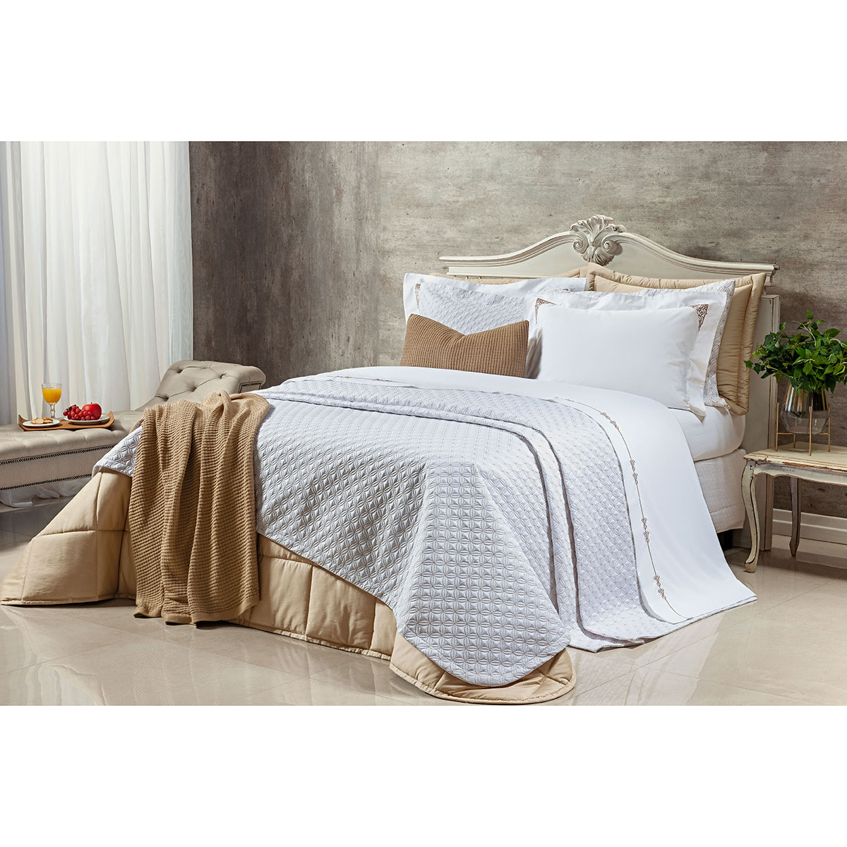 Cobre Leito Liso Queen Size Branco 400 Fios Egípcio 100% Algodão 3 Peças
