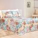 Cobre Leito Patchwork Azul Queen Tecido Piquet 3 Peças