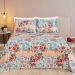 Cobre Leito Patchwork Azul Queen Tecido Piquet 3 Peças