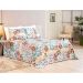 Cobre Leito Patchwork Azul Queen Tecido Piquet 3 Peças