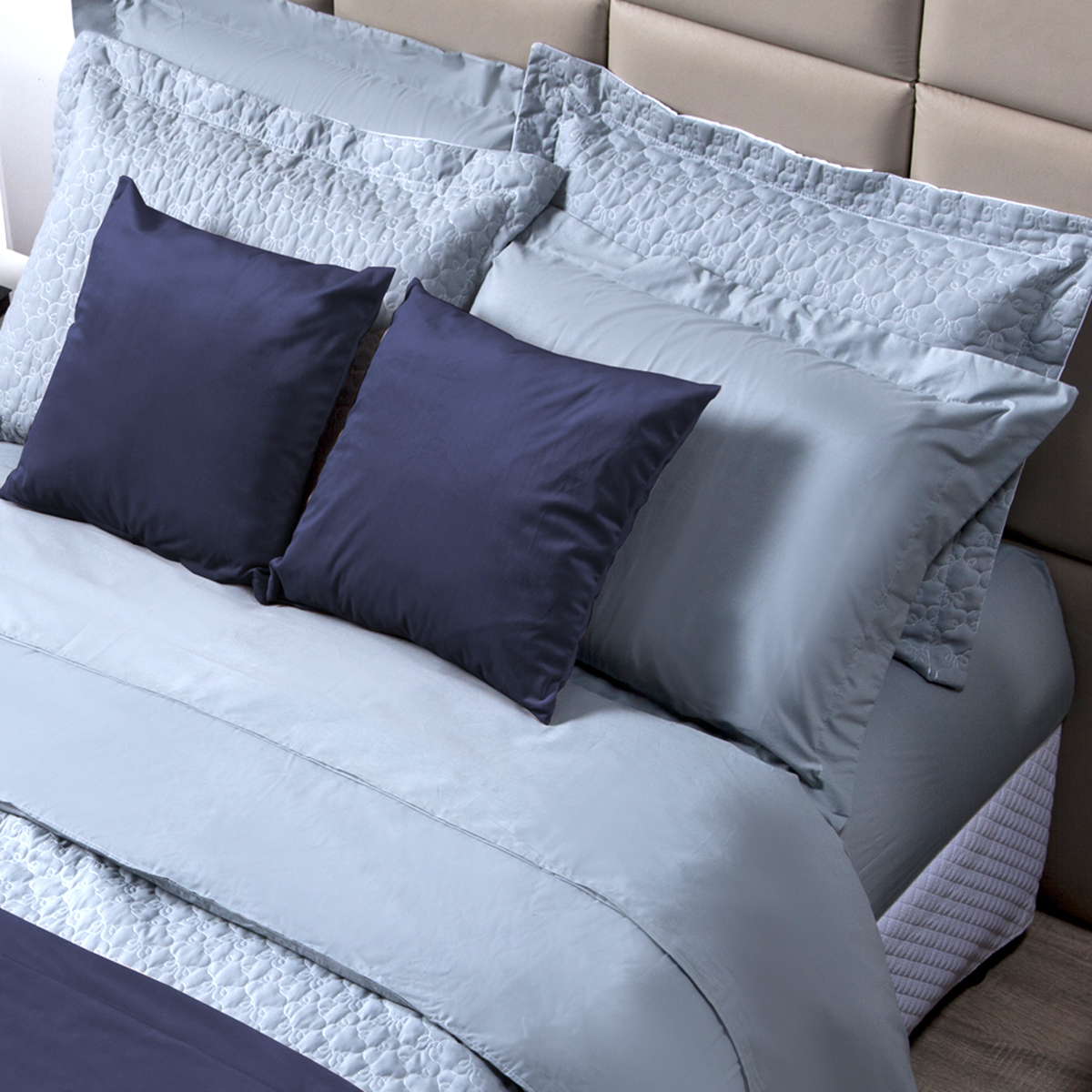 Cobre Leito Queen 100% Algodão Cinza 200 Fios + Jogo de Cama 100% Algodão - 7 Peças