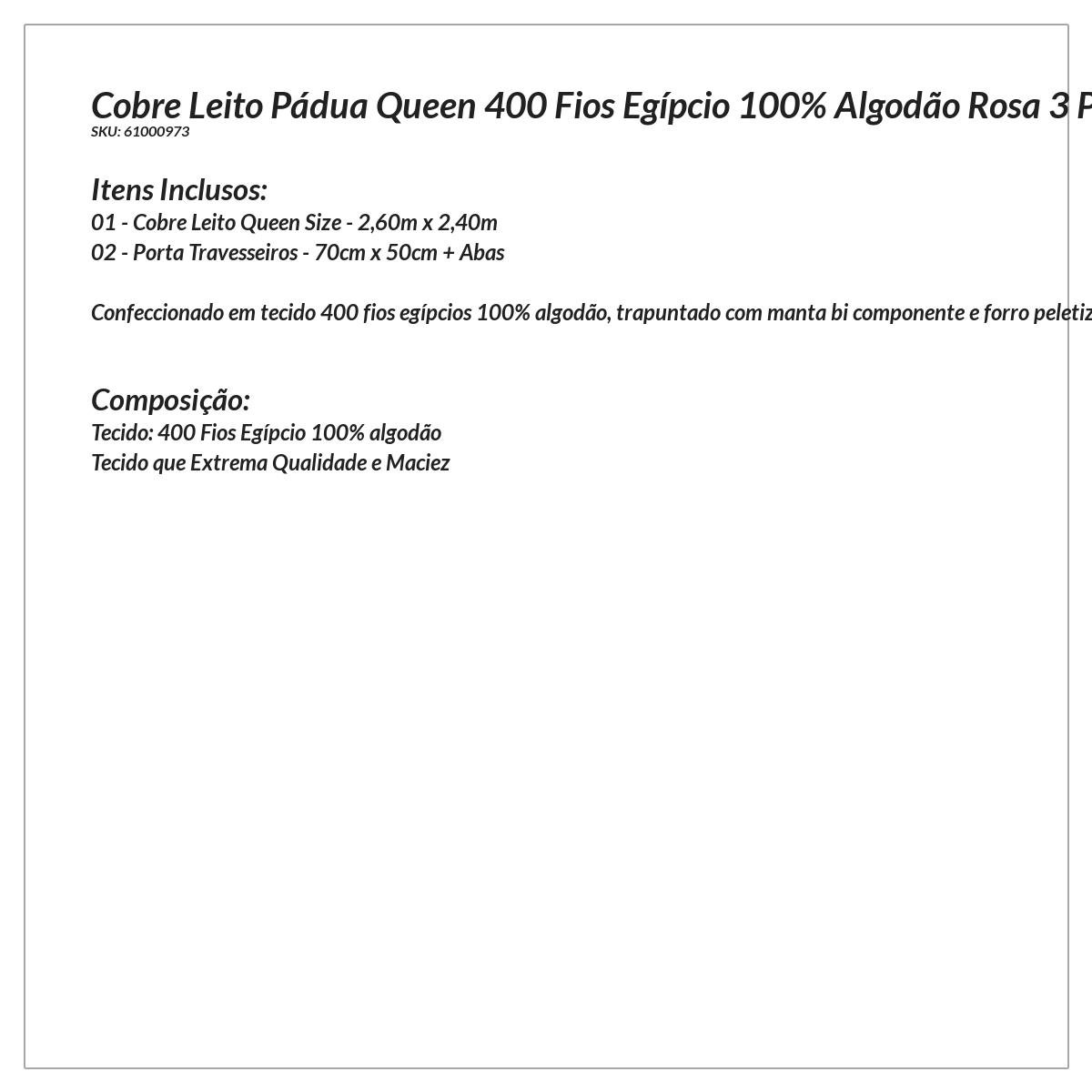 Cobre Leito Queen 400 Fios Egípcio 100% Algodão Rosa 3 Peças