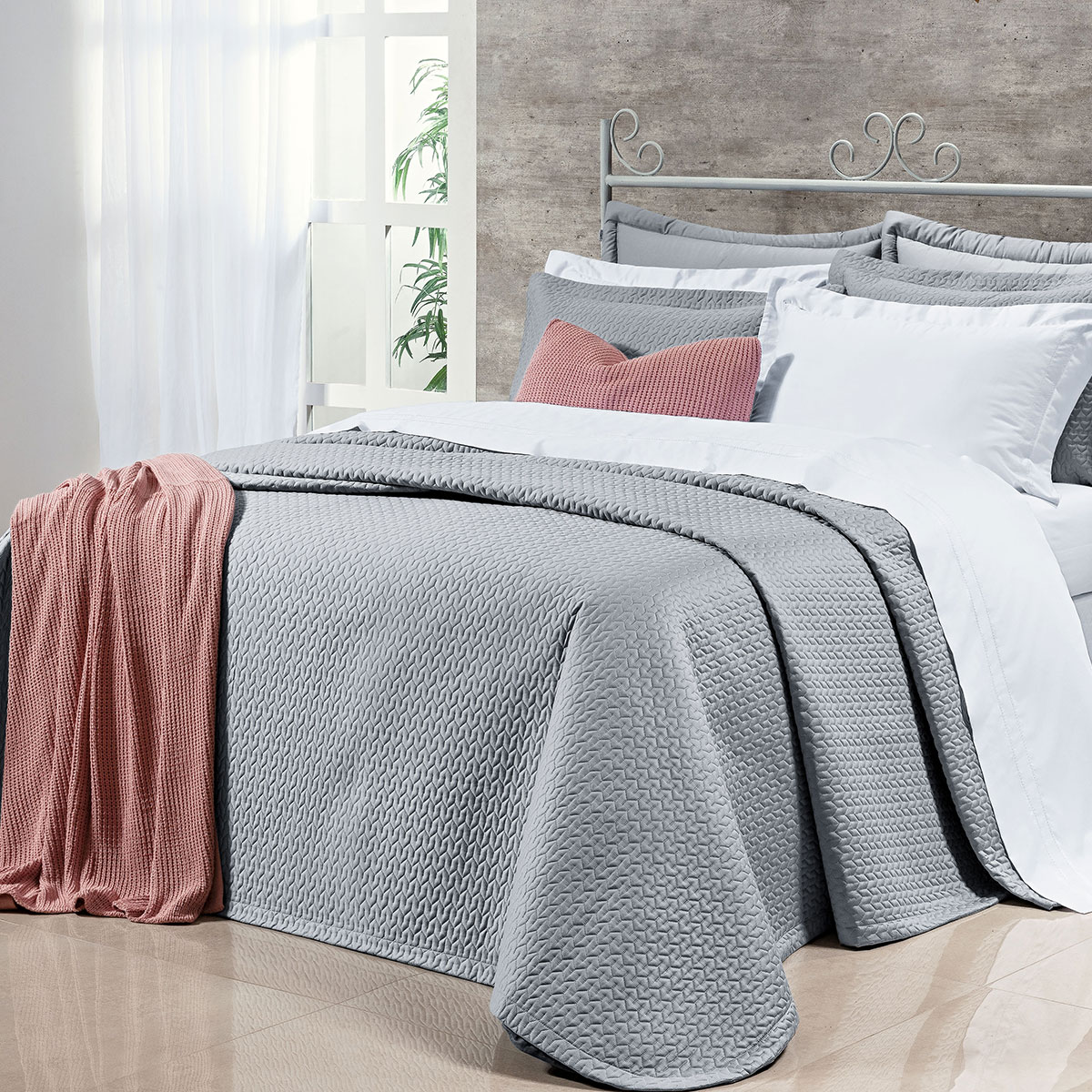 Cobre Leito Queen Size Cinza 100% Algodão 400 Fios Egípcio 3 Peças