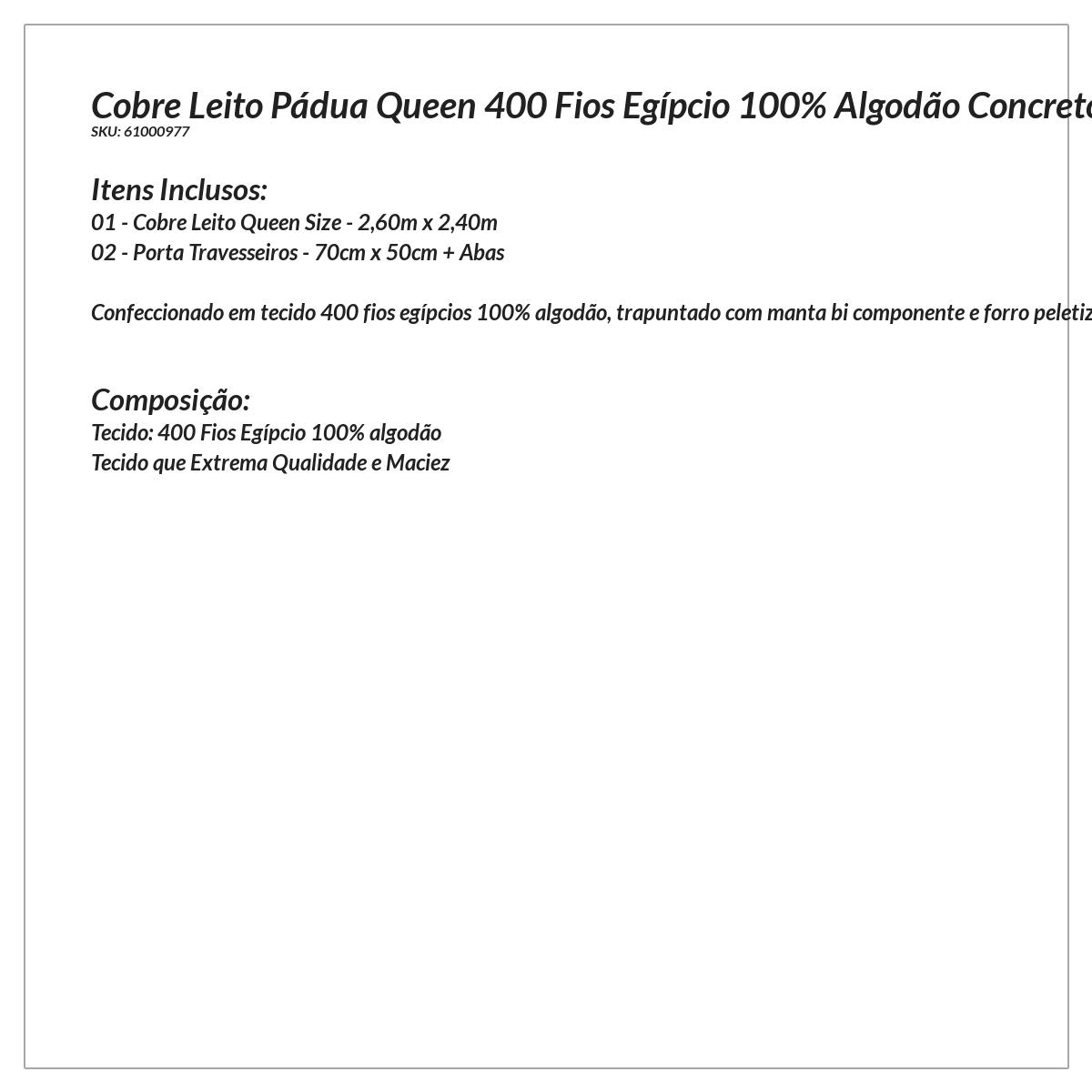 Cobre Leito Queen Size Cinza 100% Algodão 400 Fios Egípcio 3 Peças