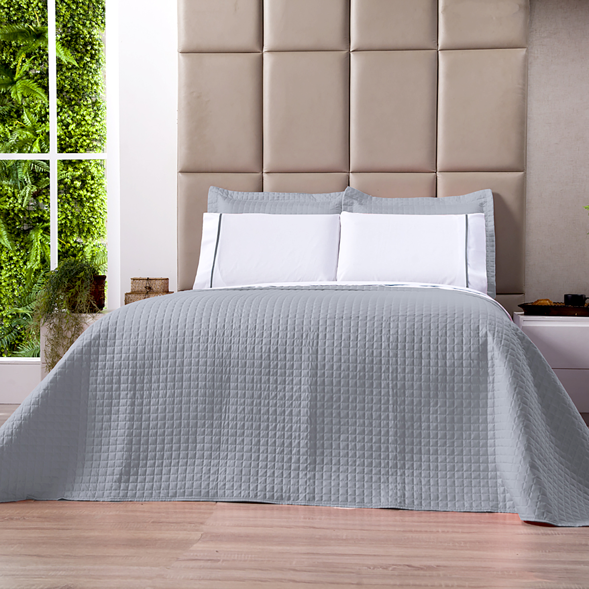 Cobre Leito Solteiro Dupla Face Cinza Versatile 1,75m x 2,45m - 2 Peças
