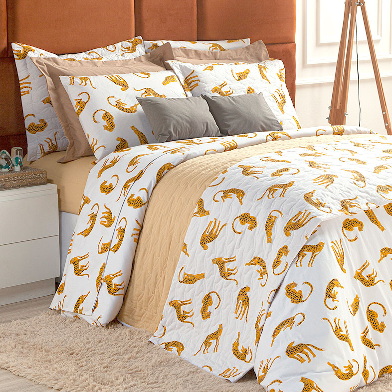 Cobre Leito Solteiro Estampado Animal 2 Peças 100% Algodão 200 Fios