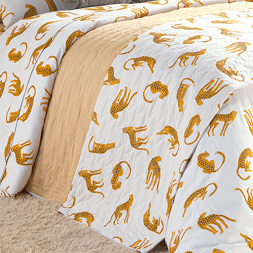 Cobre Leito Solteiro Estampado Animal 2 Peças 100% Algodão 200 Fios