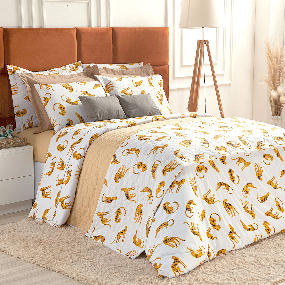 Cobre Leito Solteiro Estampado Animal 2 Peças 100% Algodão 200 Fios
