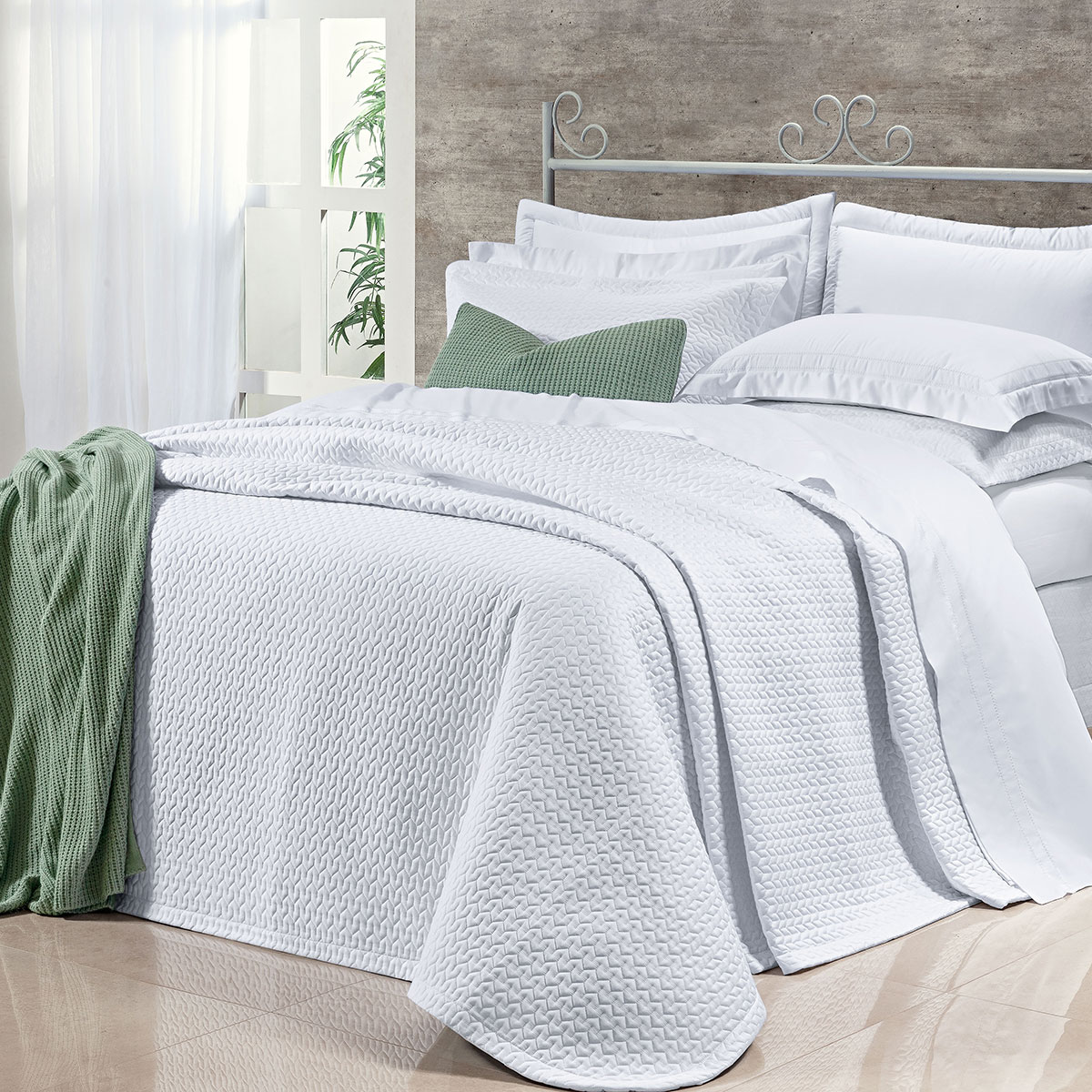 Cobre Leito Super King 400 Fios Egípcio 100% Algodão Branco + Jogo de Cama - 7 Peças