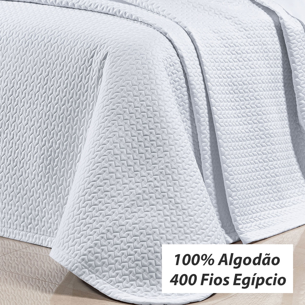 Cobre Leito Super King 400 Fios Egípcio 100% Algodão Branco + Jogo de Cama - 7 Peças