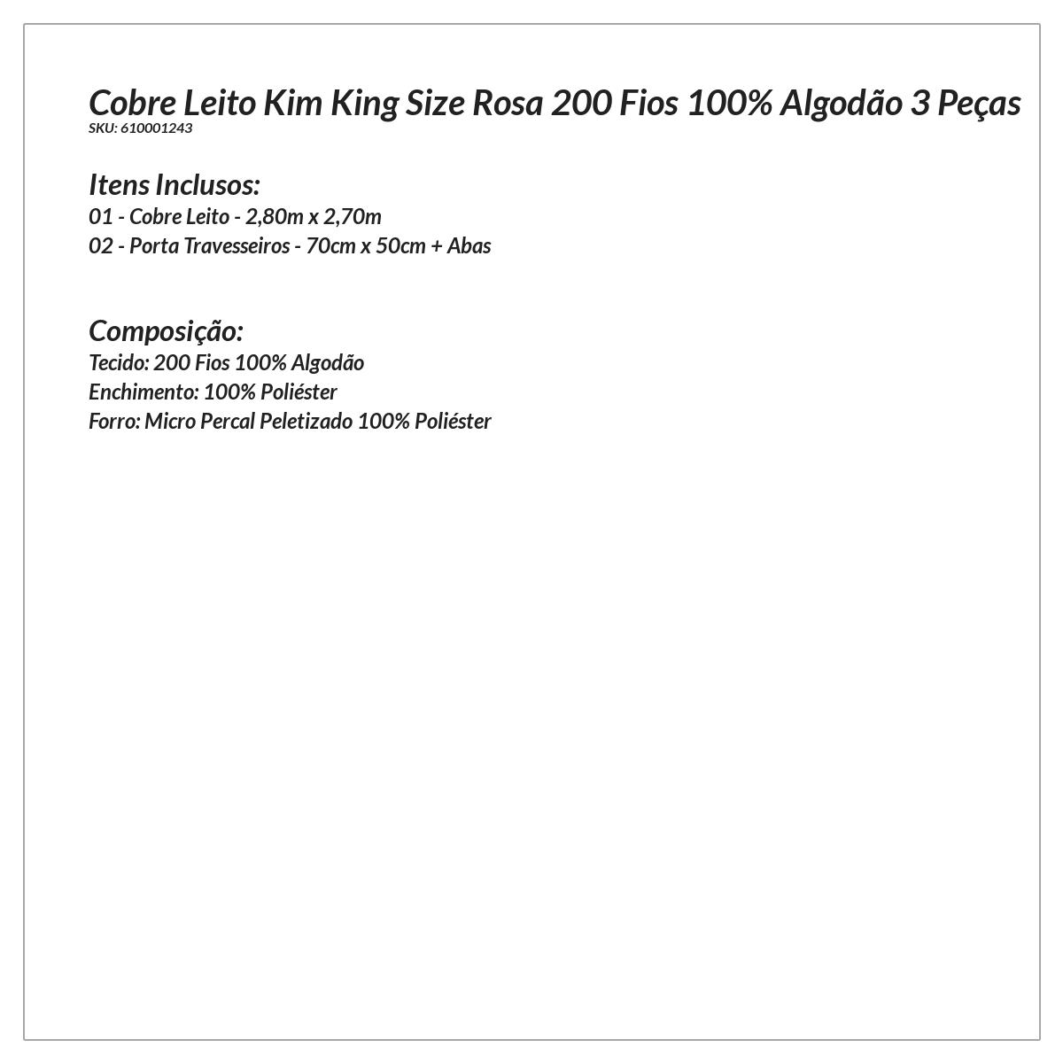 Cobre Leito Tamanho King Size Rosa 200 Fios 100% Algodão 3 Peças