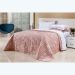 Cobre Leito Tamanho King Size Salmão Floral Micro Percal Peletizado 200 Fios + Jogo de Cama - 7 Peças