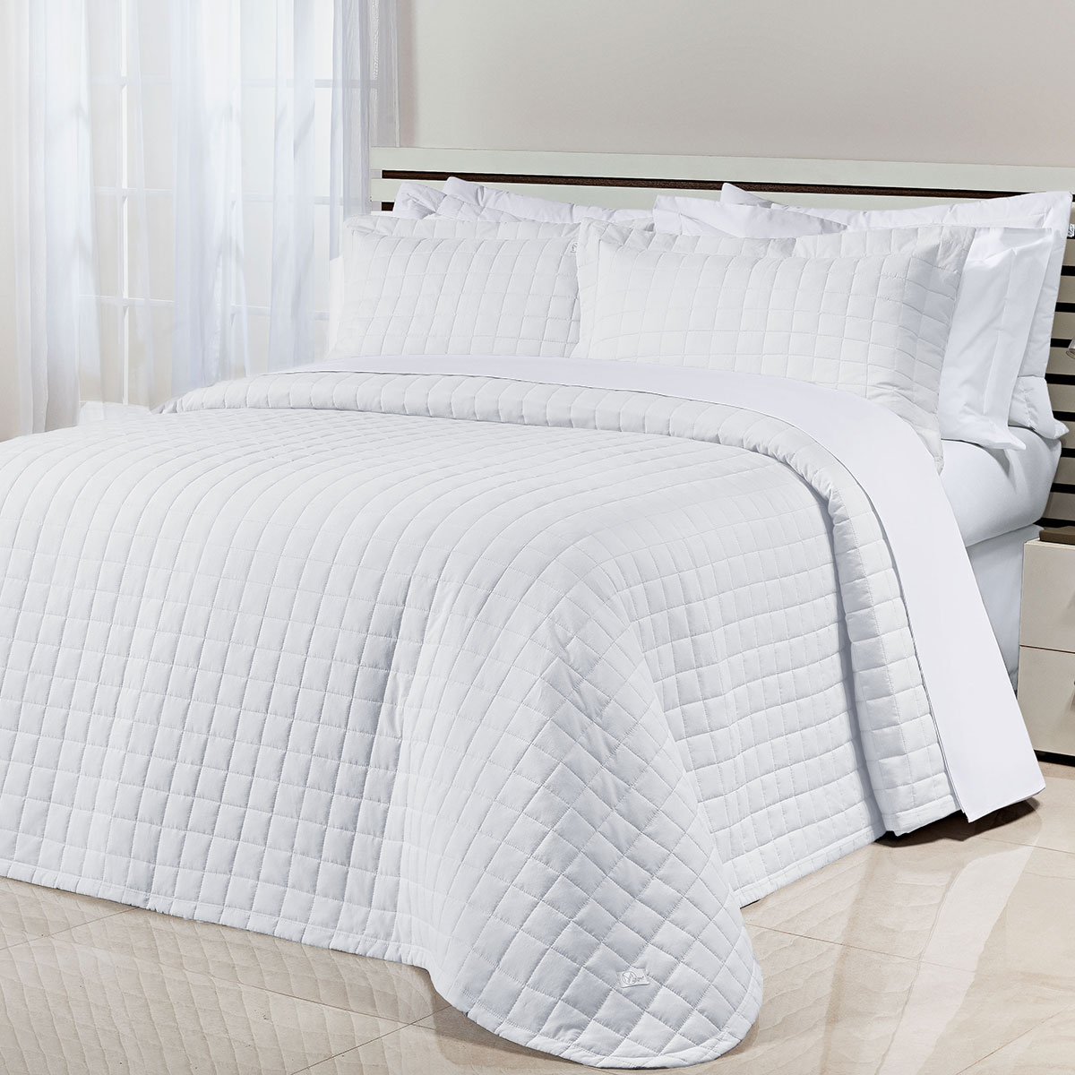 Cobre Leito Tamanho Super King Branco 200 Fios 100% Algodão 3 Peças 3,15m x 2,70m