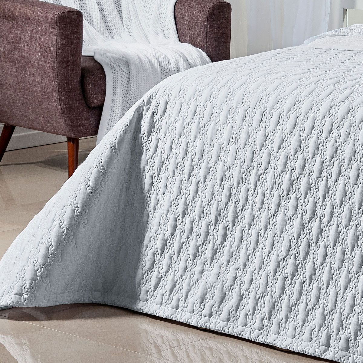 Cobre Leito Venetto Queen Size Branco 400 Fios Egípcio 100% Algodão + Jogo de Cama - 7 Peças