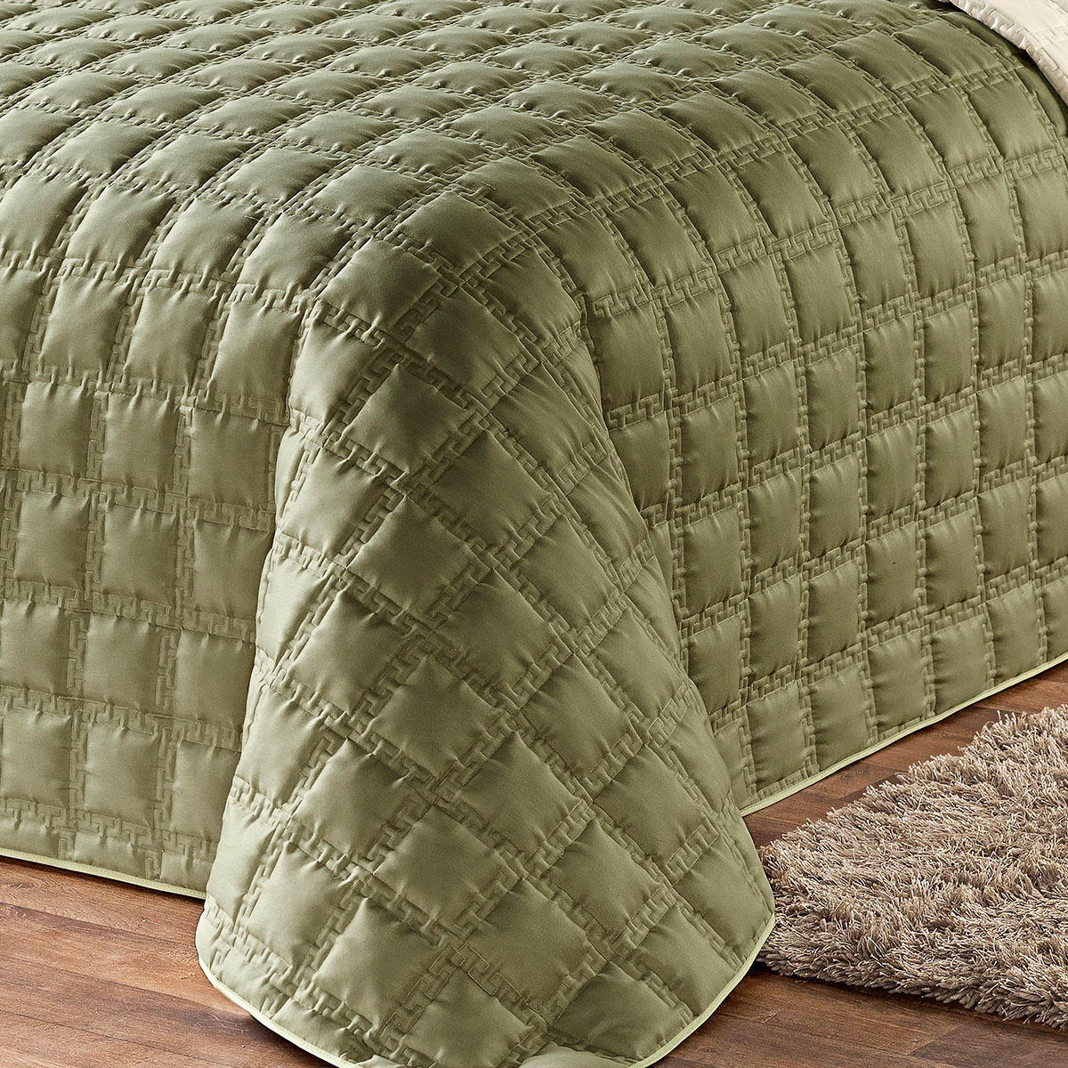 Cobre Leito Verde Clássico Matelado Dupla Face 3 Peças