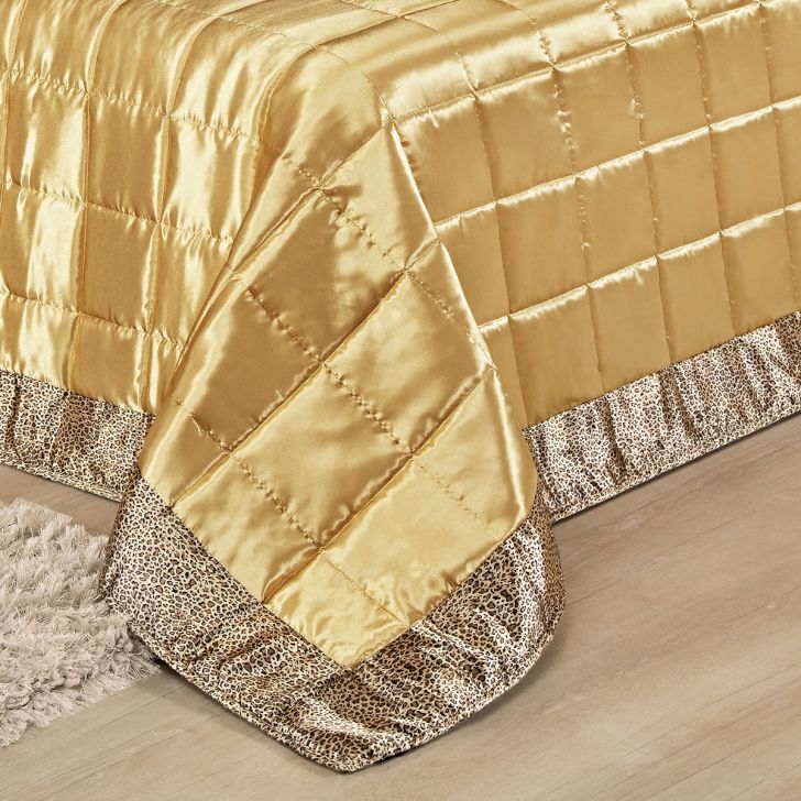 Jogo de Cama de Cetim Charmousse Queen Dourado 4 Peças