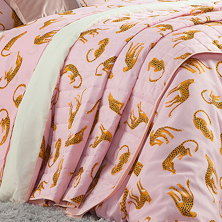 Cobre leito Solteiro Estampado 2 Peças Animal Print com Porta Travesseiro
