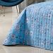 Colcha Azul King Size Micro Percal Peletizado 200 Fios 3 Peças