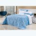 Colcha Azul King Size Micro Percal Peletizado 200 Fios 3 Peças