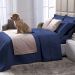 Colcha Azul Marinho 100% Algodão Queen Size 200 Fios 3 Peças Matelada
