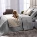 Colcha Cinza 100% Algodão King Size Matelada 3 Peças