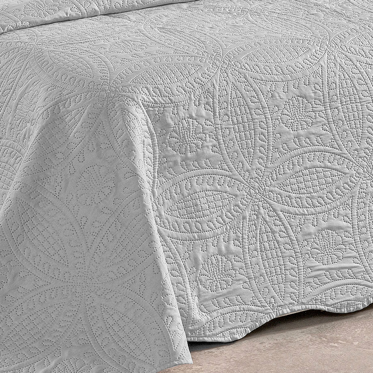 Colcha Cinza King Bouti Dupla Face Matelada Ultrassônico 3 Peças