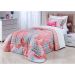 Colcha Infantil Menina Rosa 200 Fios Micro Percal 3 Peças 2,50m x 1,90m com Porta Travesseiro