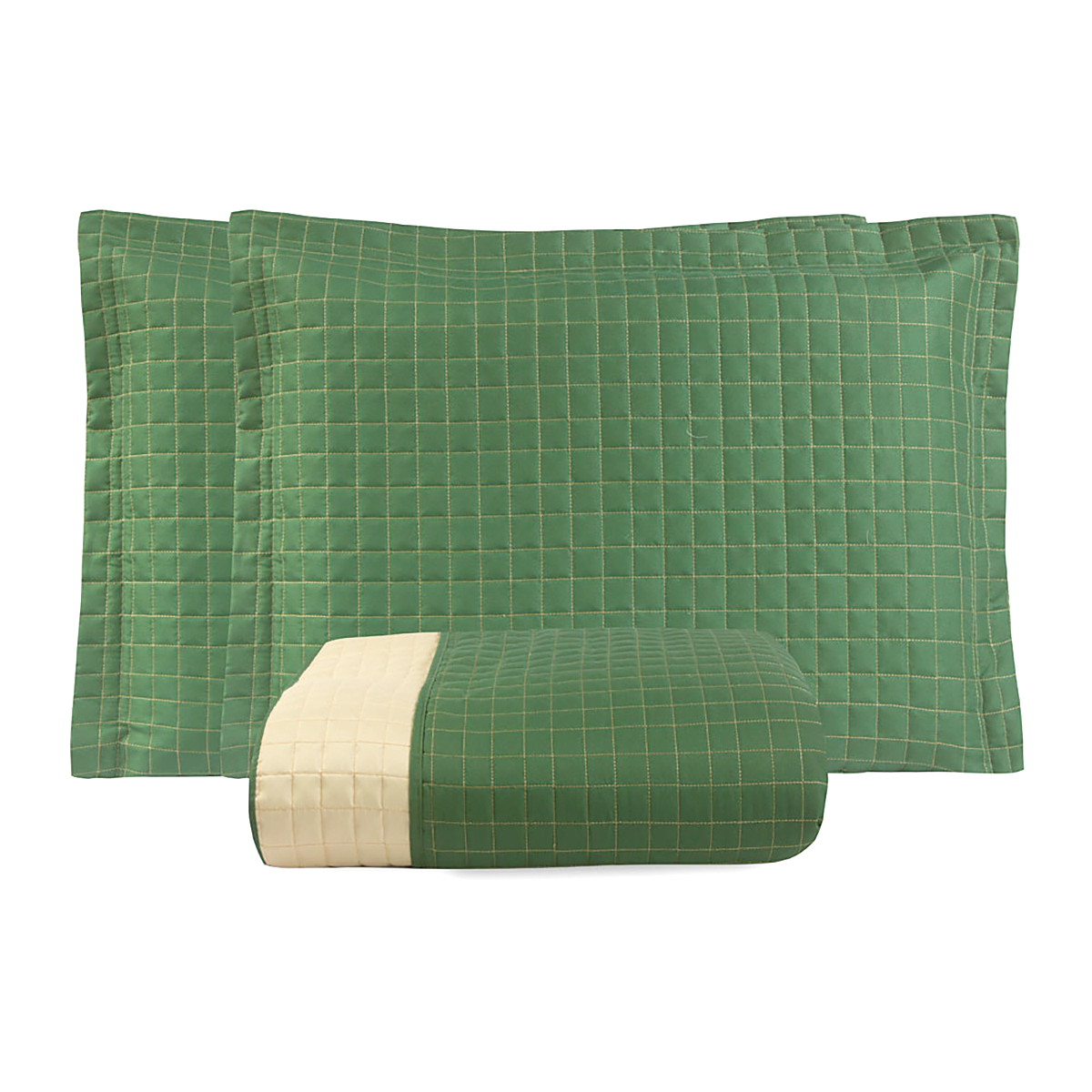 Colcha King Size Verde Dupla Face Matelado 3 peças com Porta Travesseiros
