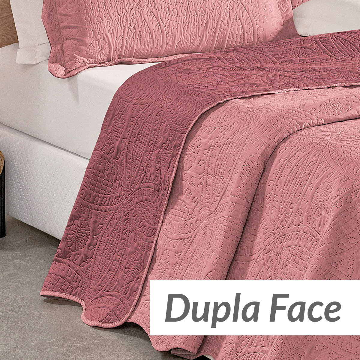 Colcha King Vinho Bouti Dupla Face Matelada Ultrassônico 3 Peças