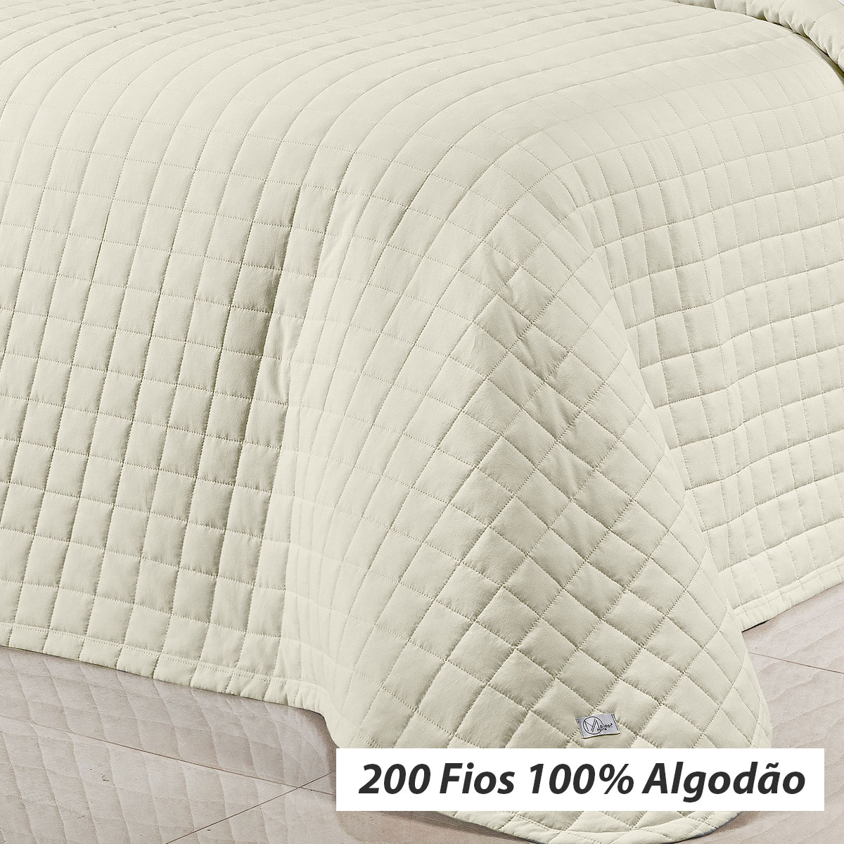 Colcha Liso Solteiro Palha 200 Fios 100% Algodão 2 Peças