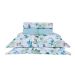 Colcha Menina Solteiro Floral Azul 200 Fios 100% Algodão + Jogo de Cama - 5 Peças