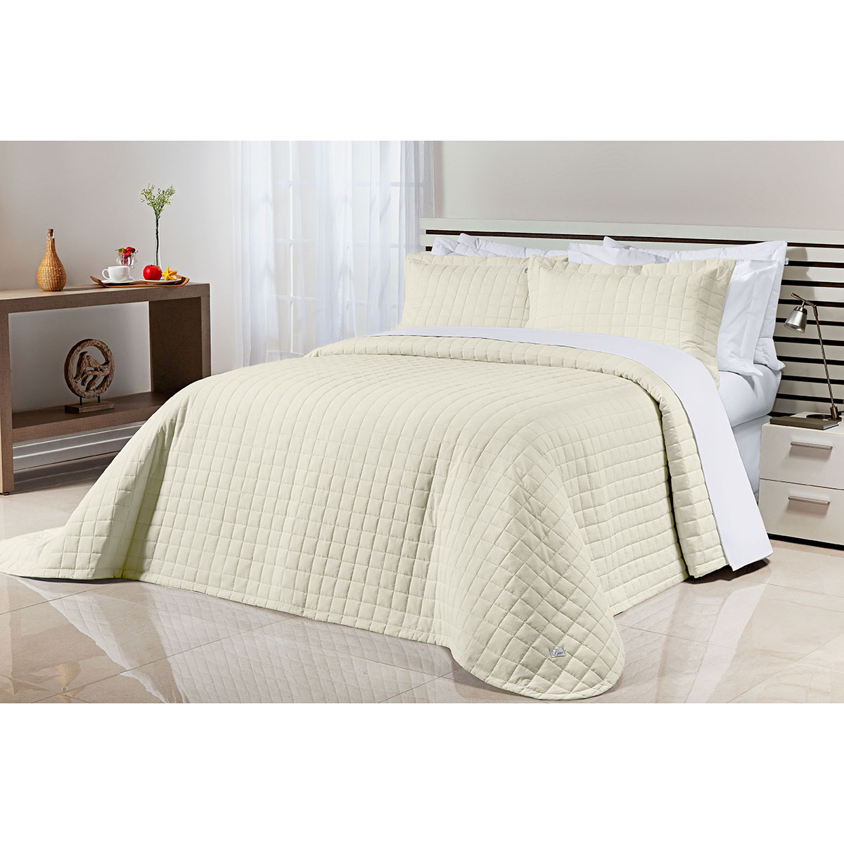 Colcha Palha King Size 200 Fios 100% Algodão 3 Peças
