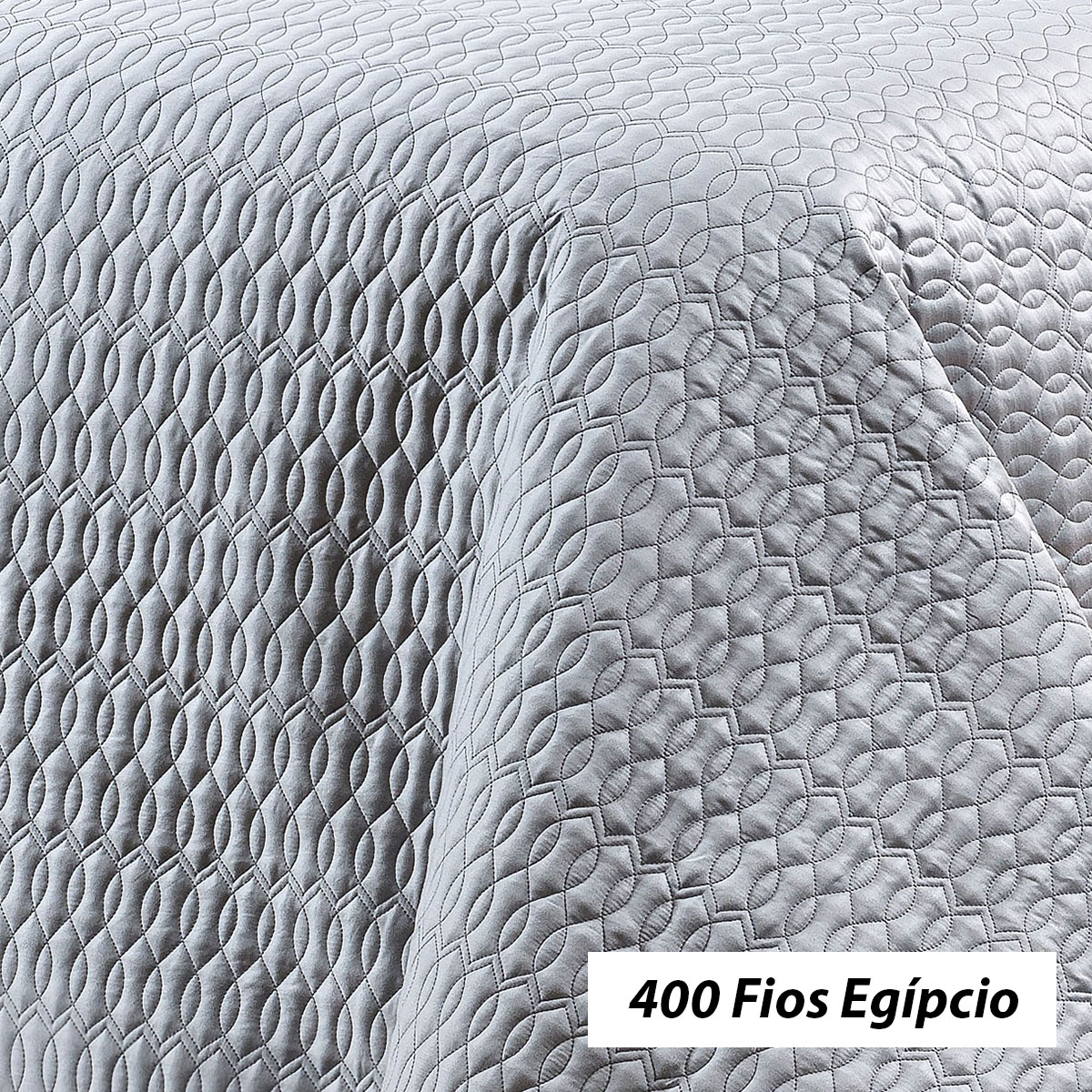 Colcha Queen 400 Fios Egípcio Cinza 100% Algodão 3 Peças