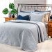 Colcha Queen Size 400 Fios Egípcio Cinza 100% Algodão + Jogo de Cama - 7 Peças