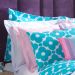Colcha Queen Size Estampado Geométrico Azul 3 Peças 100% Algodão 200 Fios