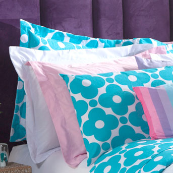 Colcha Queen Size Estampado Geométrico Azul 3 Peças 100% Algodão 200 Fios