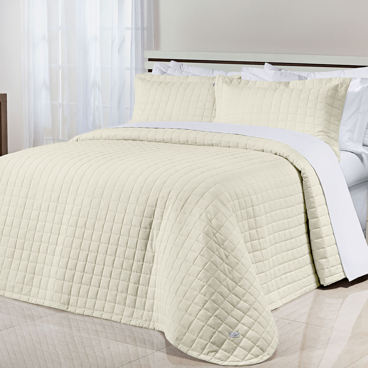 Colcha Tamanho Super King Palha 200 Fios 100% Algodão 3 Peças 3,15m x 2,70m