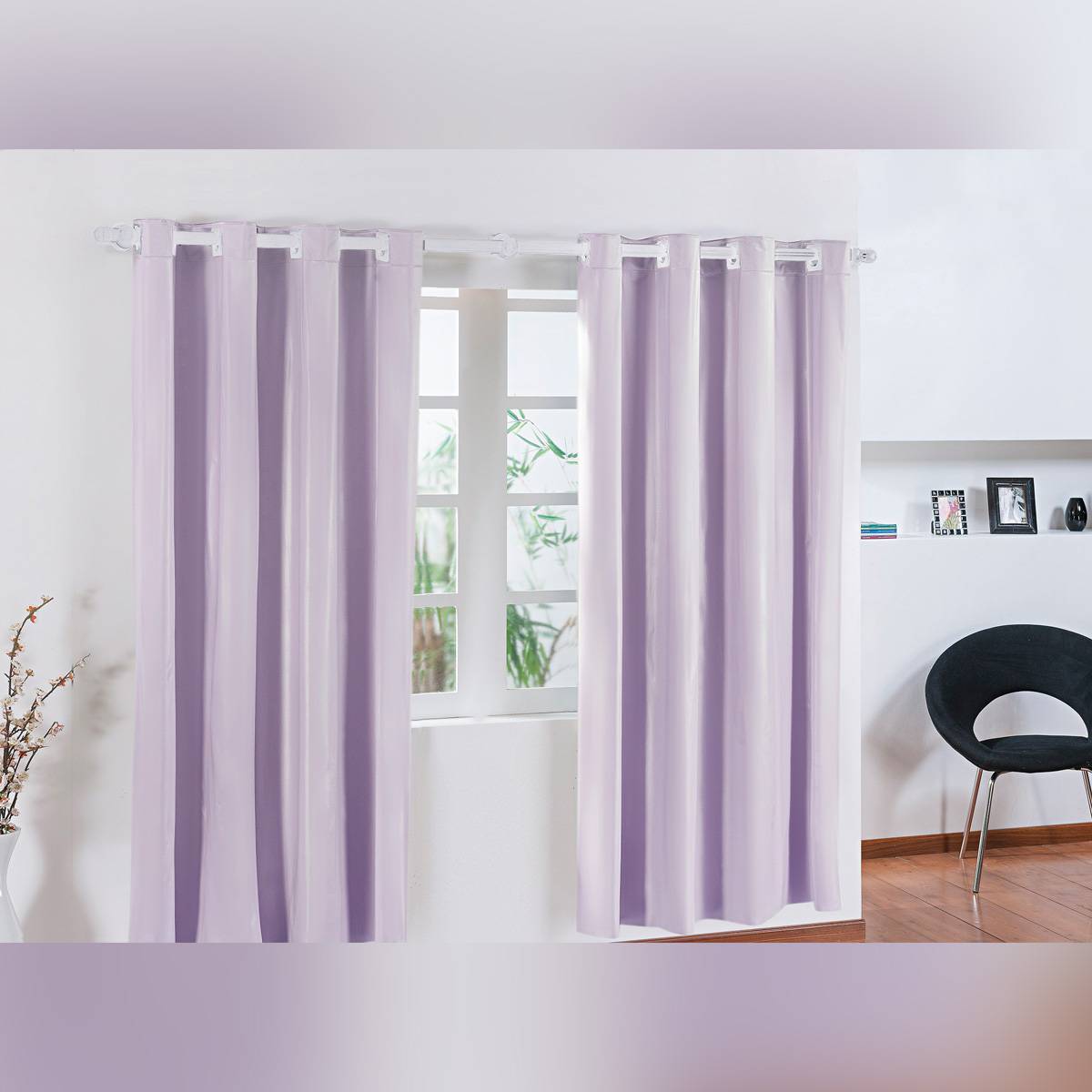 Cortina Blackout Corta Luz 2m x 2,80m Lilás com 16 ilhós para Varão Simples de 2 metros