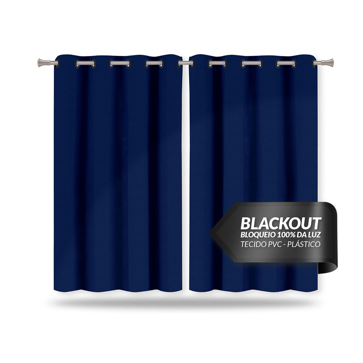 Cortina Blackout Corta Luz Marinho de PVC 2,80m x 1,80m ideal para Varão Simples de 2 metros