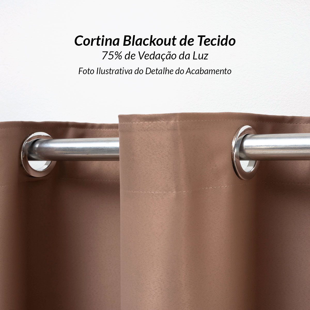 Cortina Blackout em Tecido Preta 5,00m x 2,70m 75% de Corta Luz - Ideal para Varão Simples de 4 Metros