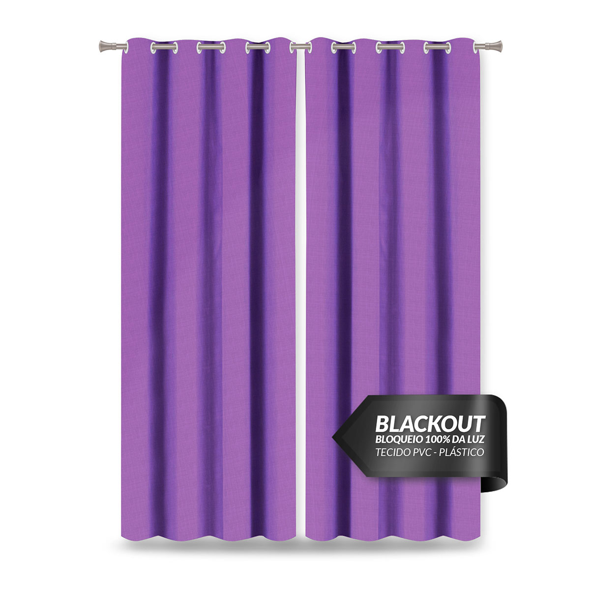 Cortina Blecaute Corta Luz 100% Lilás de PVC 2,80m x 2,80m ideal para Varão Simples de 2 metros