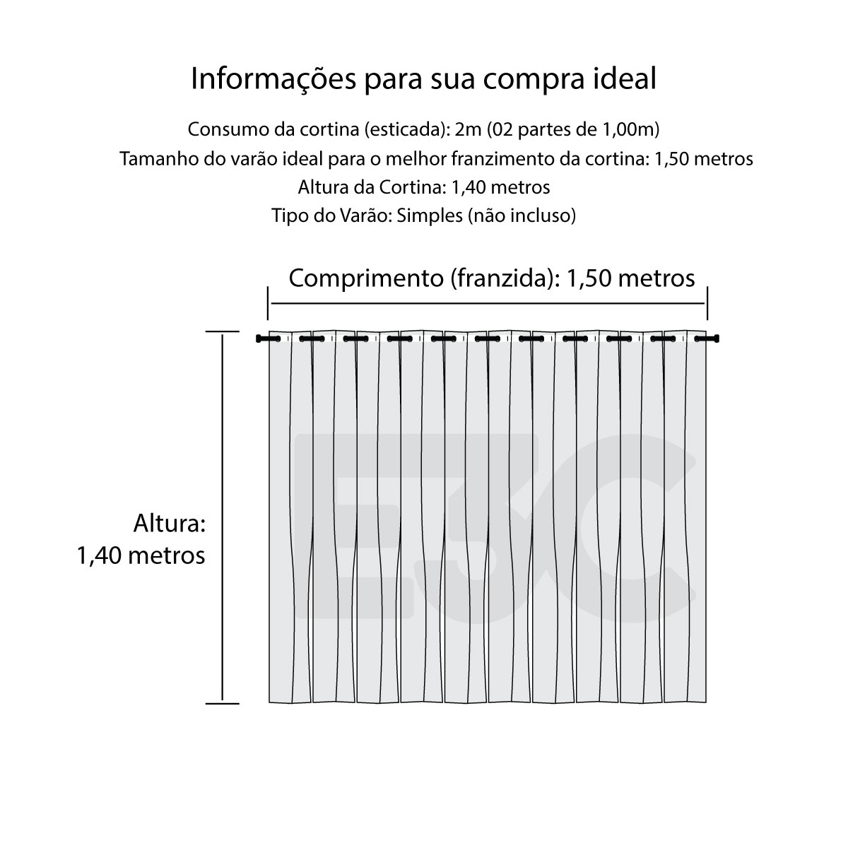 Cortina Blecaute Lilás com Voal Xadrez Corta Luz 100% 2,00m x 1,40m ideal para Varão Simples de 1,50m