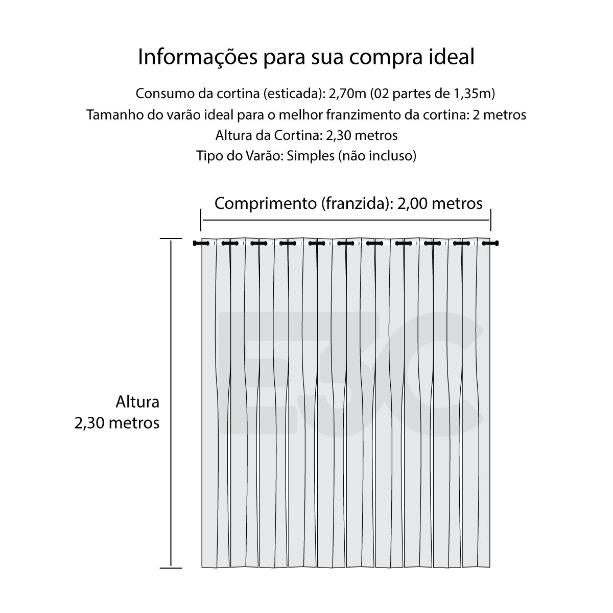 Cortina Blecaute Tecido Avelã 2,70m x 2,30m Corta Luz 80% ideal para Varão Simples de 2 metros