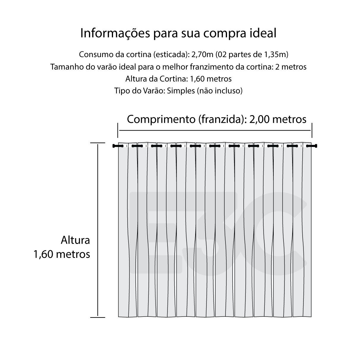 Cortina Blecaute Tecido Bege 2,70m x 1,60m Corta Luz 80% ideal para Varão Simples de 2 metros