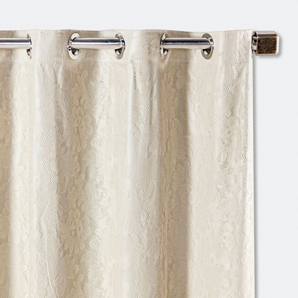 Cortina Blecaute com Voal de Renda 2,80m x 2,30m Bege ideal para Varão simples de 2 metros