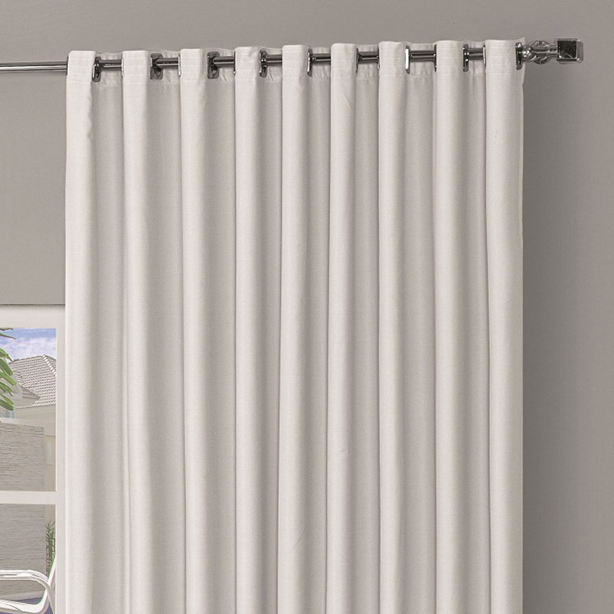 Cortina Blecaute de Tecido Gelo 2,70m x 1,80m para Varão de até 2 Metros