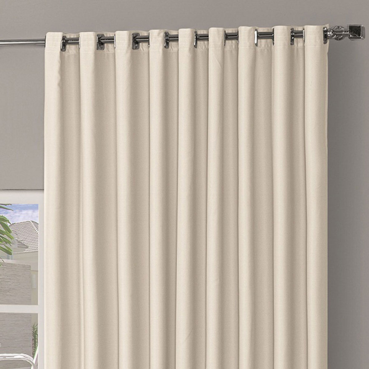 Cortina Corta Luz de Tecido Palha 2,70m x 1,80m para Varão de até 2 Metros Simples