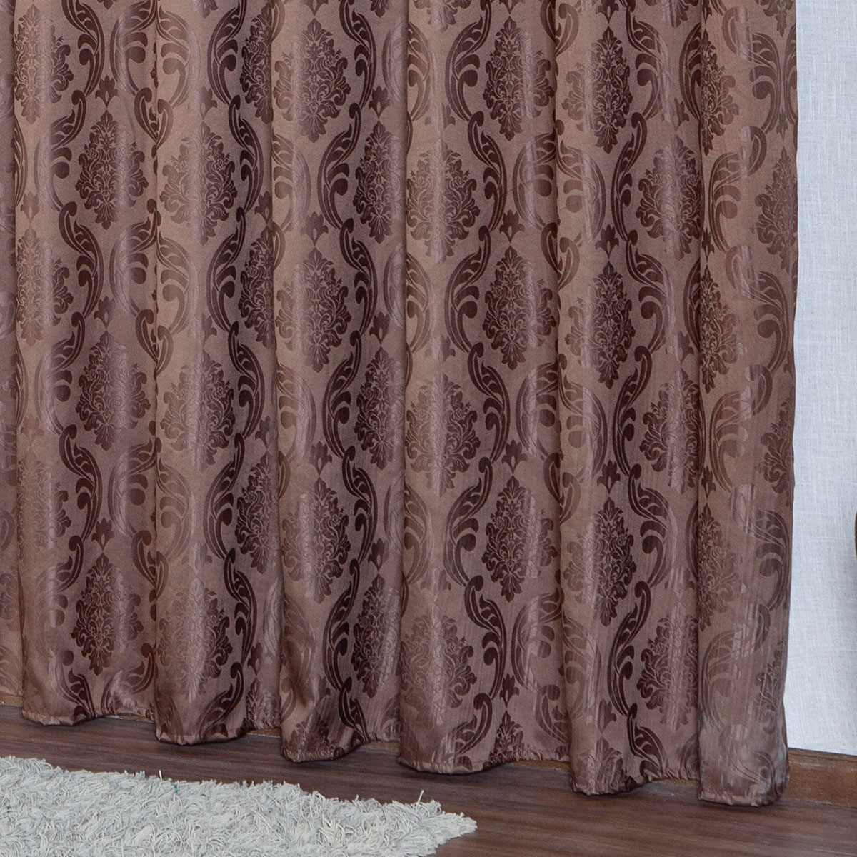 Cortina Jacquard Tabaco 5,00m x 2,70m - Ideal para Varão Simples de 4 Metros